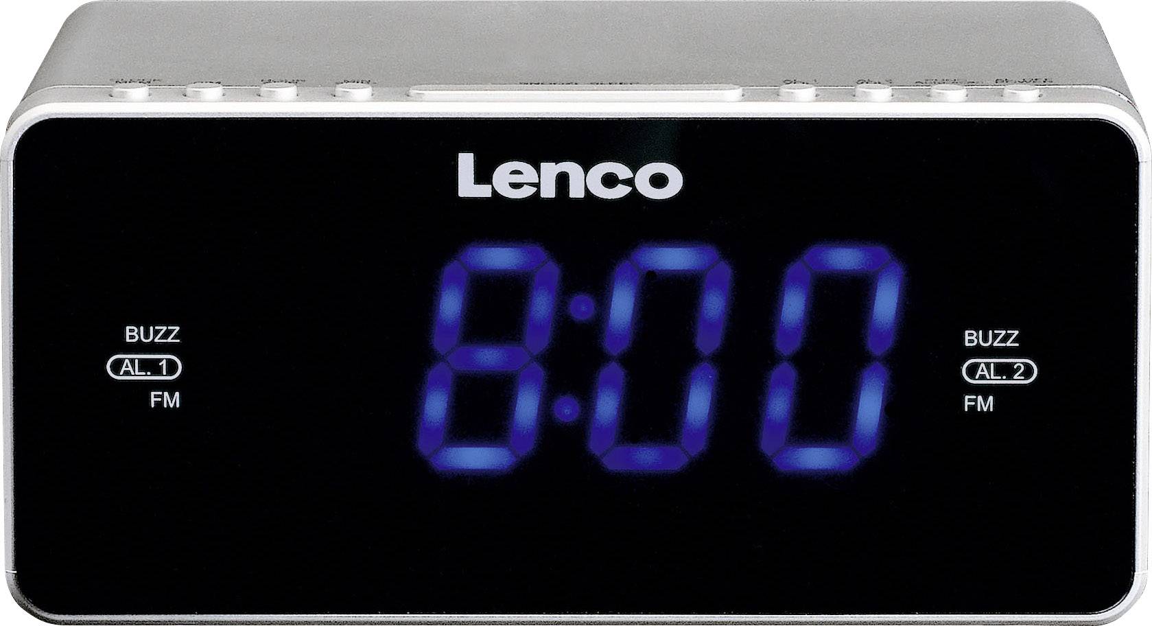 Lenco CR-520 Radio-réveil FM AUX, USB fonction de charge de la batterie argent-3