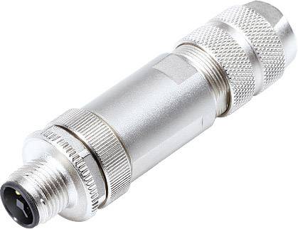Un connecteur industriel argenté avec des poignées striées et un filetage de vis, adapté pour des connexions robustes.