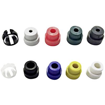 Dix joints en caoutchouc colorés disposés en deux rangées, chacune dans des couleurs différentes.