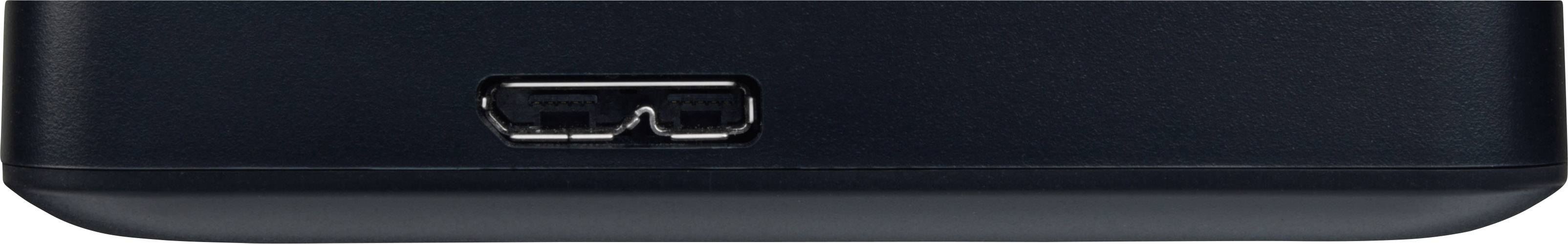 Appareil noir avec un port USB au milieu du bord inférieur.