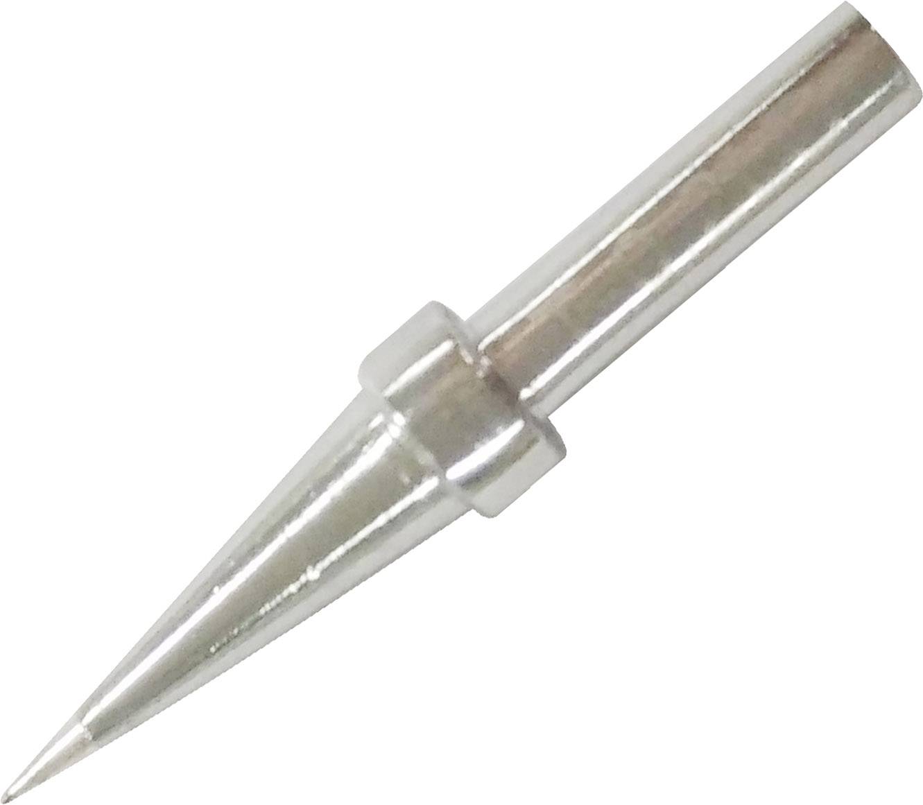Pointe de fer à souder en métal à forme conique et surface brillante. Adaptée aux travaux de soudure précis dans les projets électroniques.