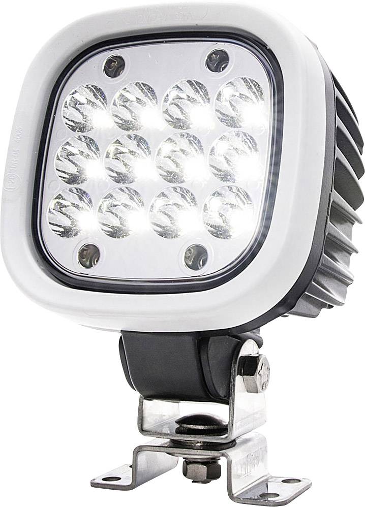 Projecteur LED carré lumineux doté de douze lampes LED puissantes et d'un boîtier métallique robuste, adapté aux utilisations extérieures.