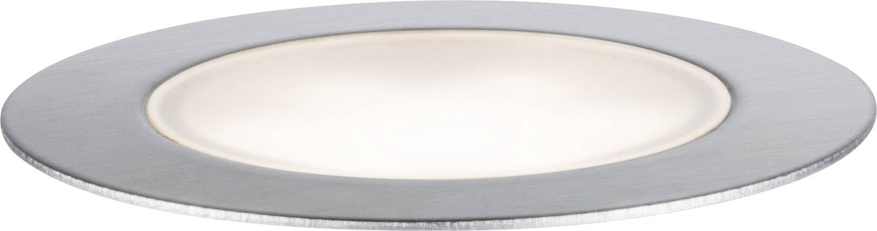 Plafonnier LED rond et plat en métal brossé, avec un éclairage central lumineux, adapté aux espaces intérieurs modernes.