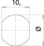 Dessin technique d'un cercle de 10 unités de diamètre. Représente les axes horizontaux et verticaux avec des lignes de cote.