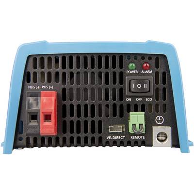 Face arrière d'un appareil électrique avec des bornes de connexion, un interrupteur Marche/Arrêt et mode ÉCO, ainsi que des voyants lumineux pour l'alimentation et l'alarme.