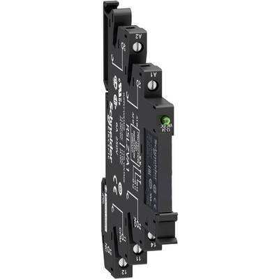 Module électronique noir de Schneider Electric, avec des étiquettes et un voyant LED vert, faisant partie d'installations industrielles.