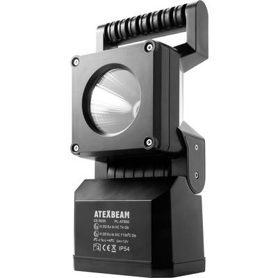 Lampe de travail LED portable avec boîtier robuste et poignée, adaptée pour une utilisation dans des zones à risque d'explosion, marque ATEXBEAM.