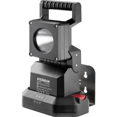 Lampe mobile portable certifiée ATEX avec protection antidéflagrante, munie d'une poignée robuste, adaptée à une utilisation dans des zones à risque d'explosion.