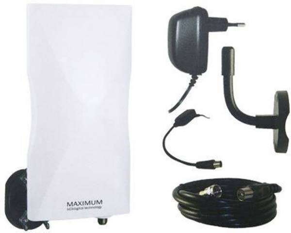 Maximum DA-6100 LTE Antenne plate DVB-T/T2 active extérieure Amplification: 20 dB blanc