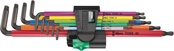 Wera 967/9 TX XL TORX® intérieur Jeu de clés mâles coudées   T 8, T 9, T 10, T 15, T 20, T 25, T 27, T 30, T 40 9 pièces
