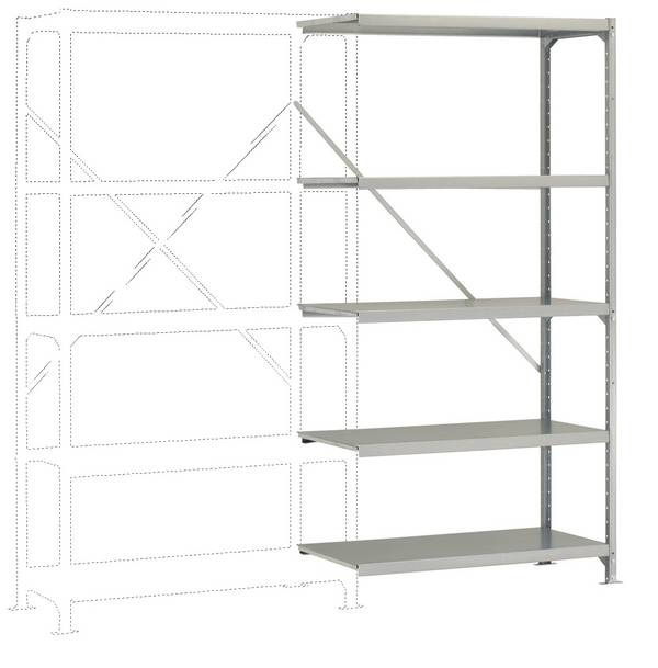 Etagère MEGAFLEX, modèle de base avec 5 tablettes Manuflex RM2129