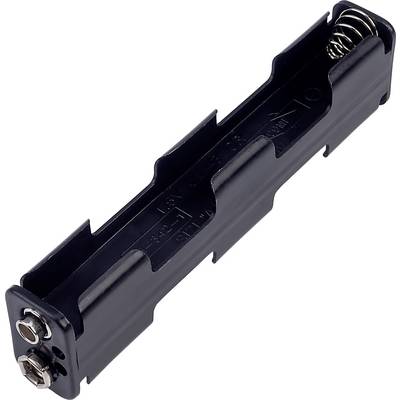 Support de batterie en plastique noir pour deux piles AA, avec contacts à ressort et bornes de connexion.