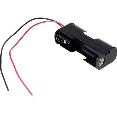 Support de pile noir avec des câbles rouges et noirs, adapté pour une pile AA.