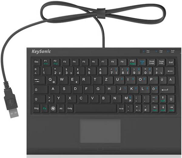 Keysonic ACK-3410 USB Clavier allemand, QWERTZ noir pavé tactile intégré, boutons de souris
