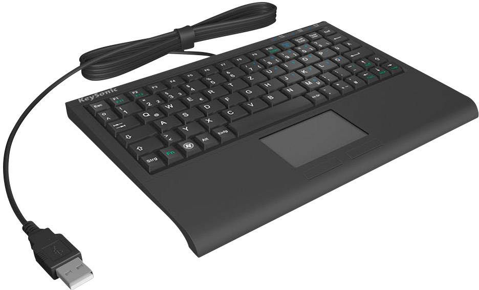 Keysonic ACK-3410 USB Clavier allemand, QWERTZ noir pavé tactile intégré, boutons de souris-2