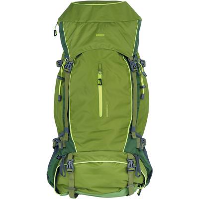 Sac à dos de randonnée vert avec plusieurs boucles et poches, adapté aux aventures en plein air et au trekking.