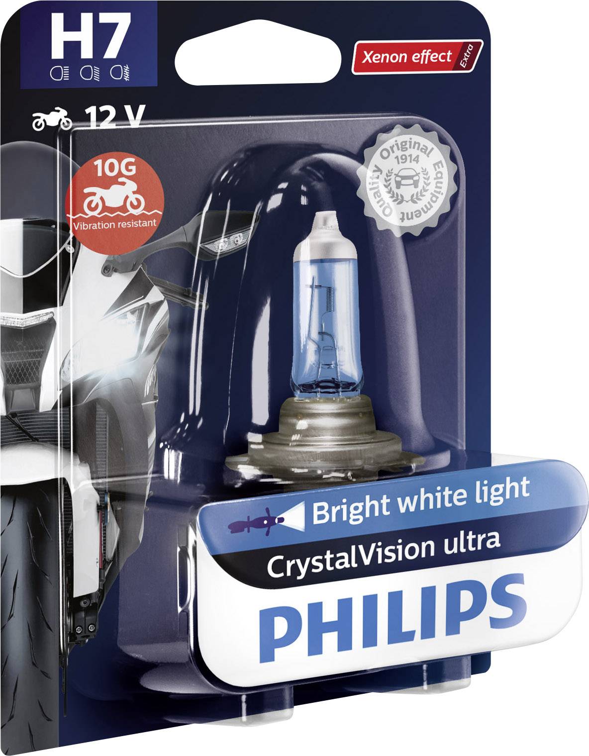Ampoule halogène H7 Philips H7 CrystalVision ultra Moto 12972CVUBW