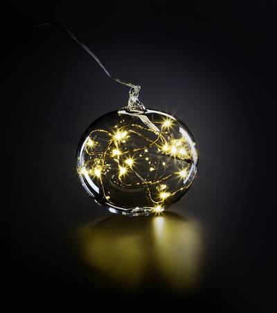 Krinner 76040 Boule de sapin de Noël boule blanc chaud LED transparent 