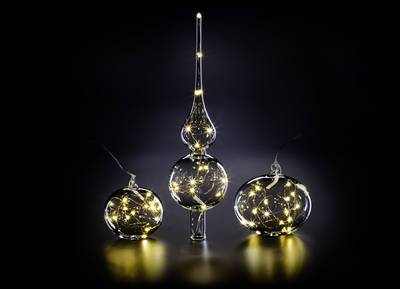 Krinner 76040 Boule de sapin de Noël boule blanc chaud LED transparent 