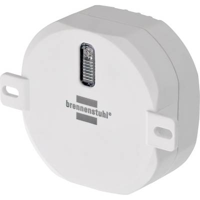 Capteur de mouvement électronique blanc avec un rectangle bien visible sur le dessus, marqué en noir avec 'brennenstuhl'.