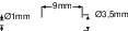 Annotation dimensionnelle : Distance de 9 mm entre deux lignes verticales. Diamètre des extrémités de lignes : 1 mm à gauche, 0,5 mm à droite.