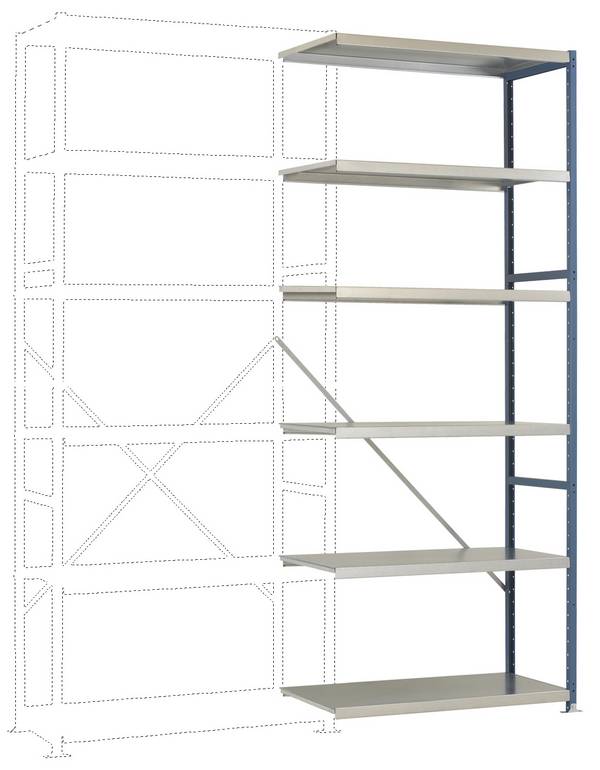 Manuflex RP1417.2001 Rayonnage à tablettes - Module d'extension 100 kg (l x H x P) 97 x 2.5 x 30 cm acier revêtement par poudre rouge, orange métallique