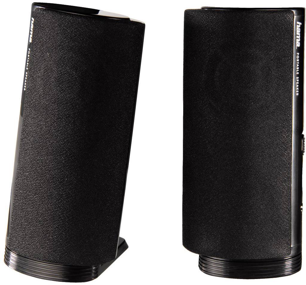 Deux radios numériques noires Hama aux angles arrondis, positionnées verticalement. Accessoires audio pour usage personnel.