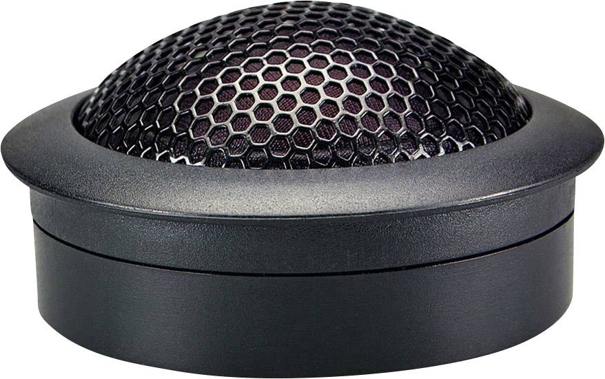 Haut-parleur rond noir avec grille en nid d'abeille, adapté aux hautes fréquences dans les systèmes audio.