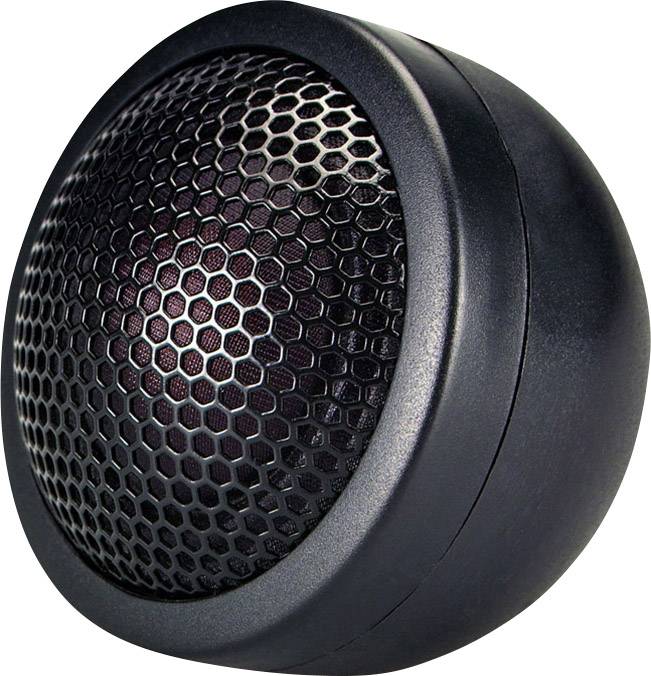 Haut-parleur noir en gros plan avec une grille en nid d'abeille recouvrant le cône du haut-parleur.