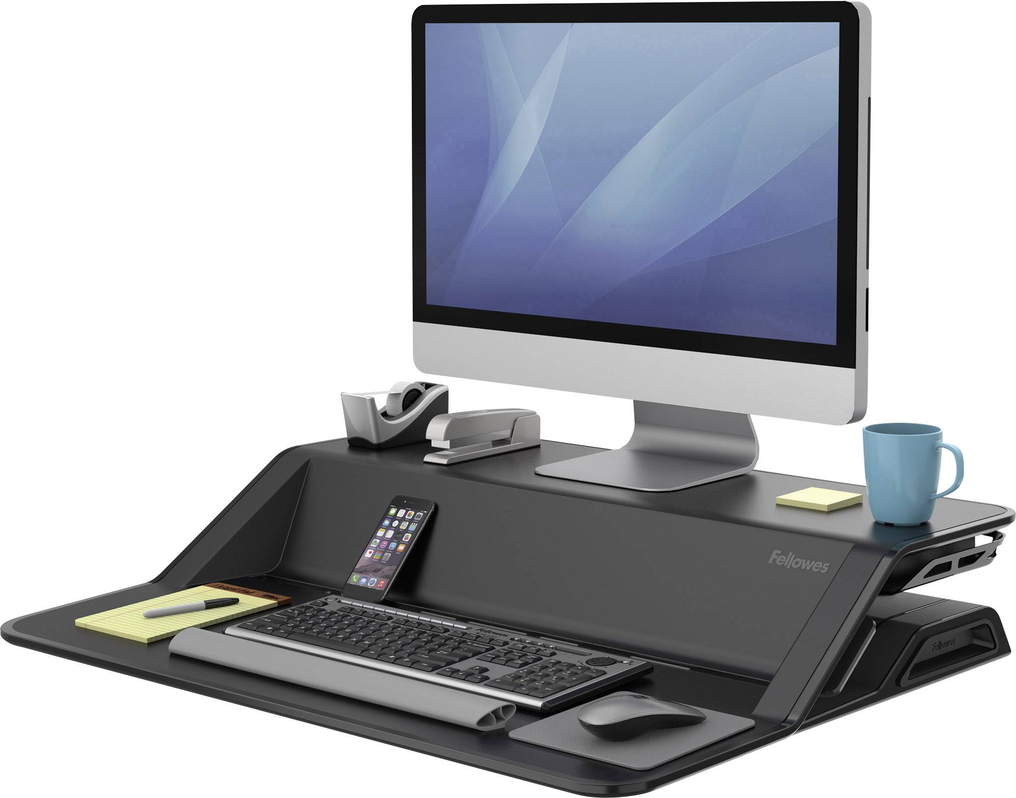 Poste de travail de bureau assisdebout Fellowes Lotus™ Workstation 0007901 noir Conrad.fr