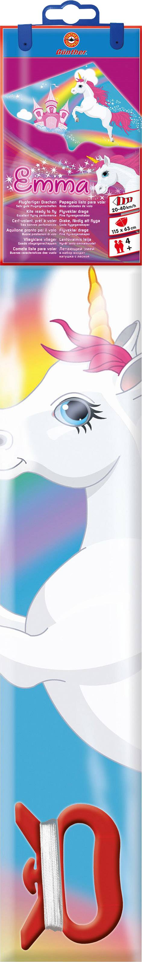 'Cornet de rentrée sur le thème de la licorne, marque Emmi, 85 cm. Convient aux enfants à partir de 3 ans.'