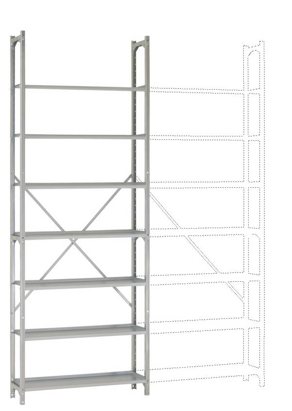 Manuflex RA2071 Etagère de dossiers - Module de base (l x H x P) 900 x 2600 x 300 mm   galvanisé