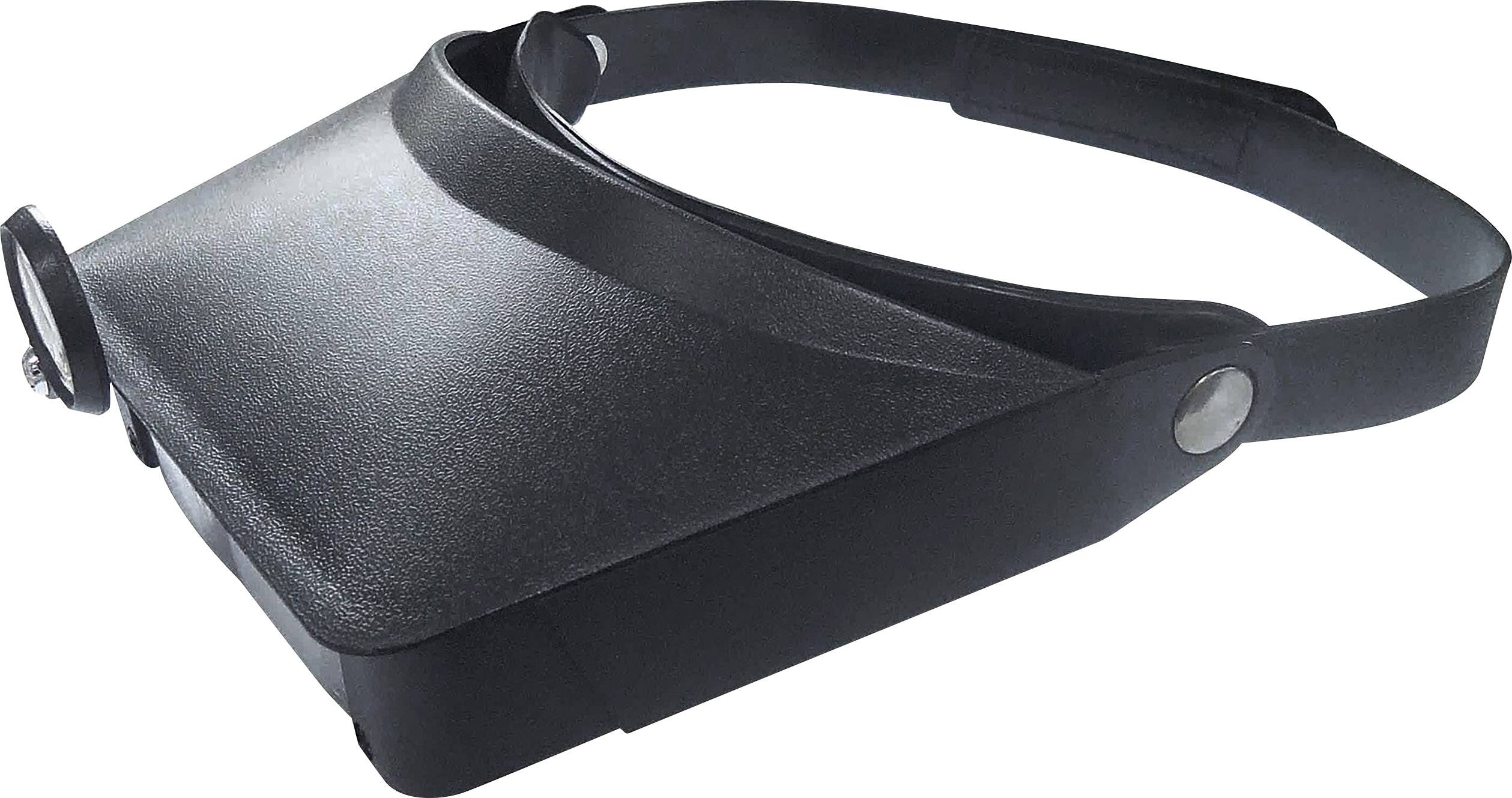 Un viseur loupe noir réglable avec bandeau frontal, adapté aux travaux de près pour mieux distinguer les détails.