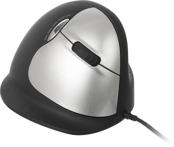 R-GO Tools RGOHELA Souris ergonomique USB Taille: L optique noir, argent 4 Boutons 3500 dpi ergonomique