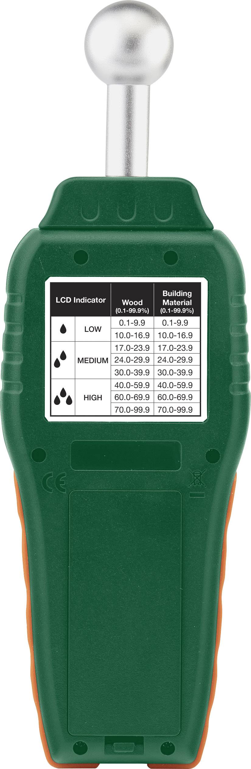Un dispositif numérique de mesure de l'humidité avec un tableau de capteurs et d'affichage indiquant les niveaux d'humidité comme bas, moyen et élevé.