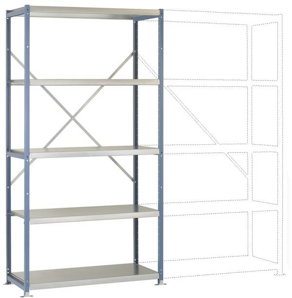 Manuflex RP1021.7035 Rayonnage à tablettes - Module de base 200 kg (l x H x P) 97 x 2 x 30 cm acier revêtement par poudre gris clair métallique