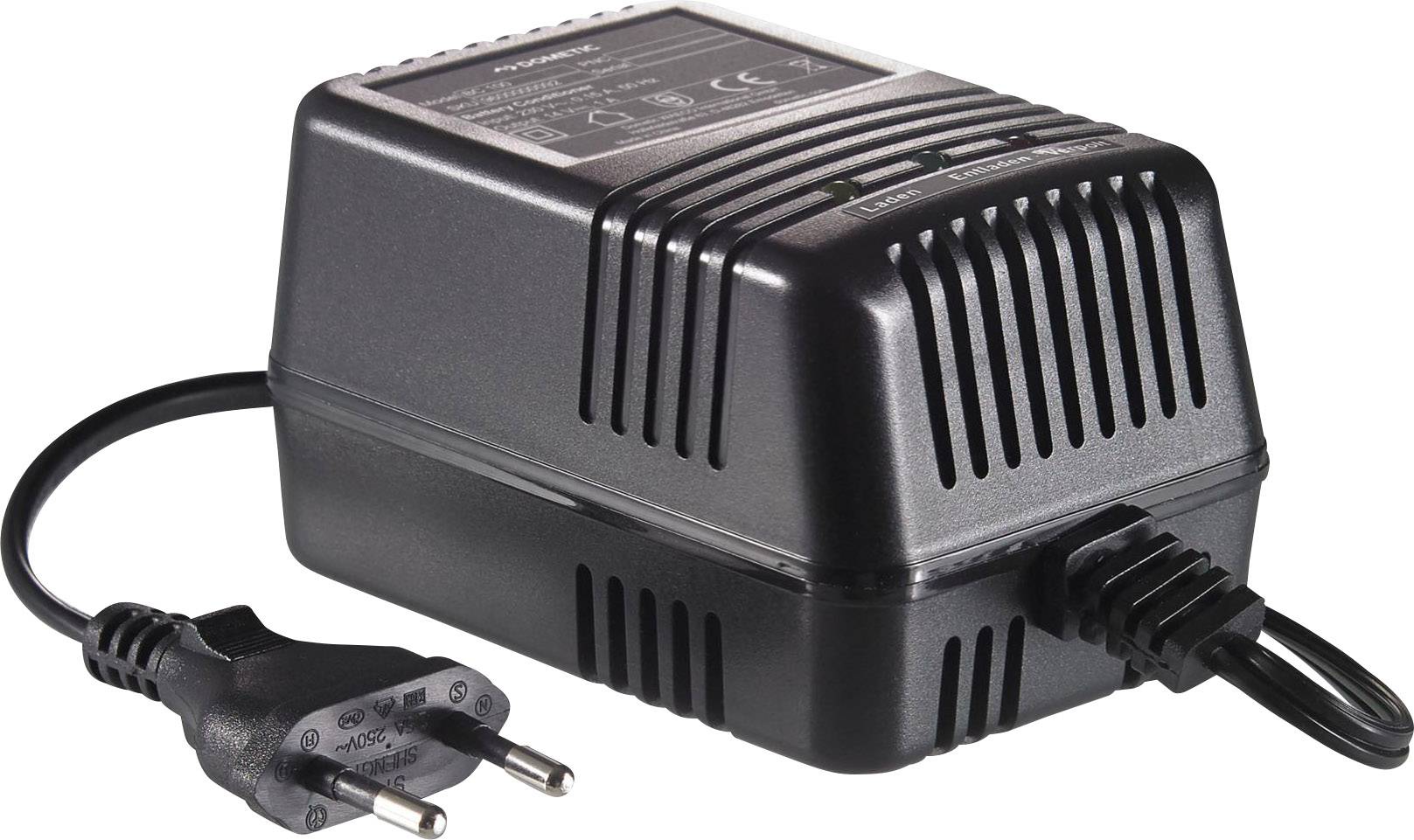 Bloc d'alimentation noir avec fentes de ventilation et fiche européenne, adapté aux appareils électroniques.