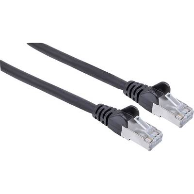 Câble Ethernet noir avec connecteurs RJ45 aux deux extrémités, adapté aux connexions réseau et aux transmissions de données.