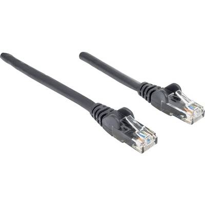 Deux câbles Ethernet noirs avec connecteurs RJ45, représentés sur un fond blanc.