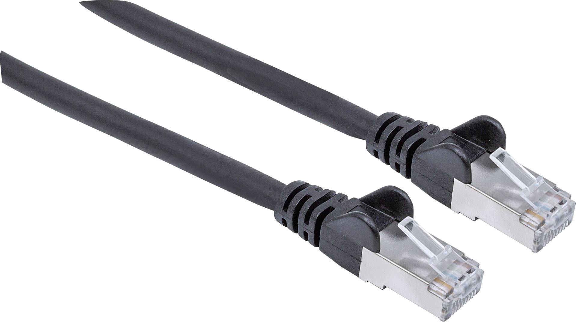 Intellinet 318778 RJ45 Câble réseau, câble patch CAT 6a S/FTP 1.50 m noir feuille de blindage, blindage par tresse, sans