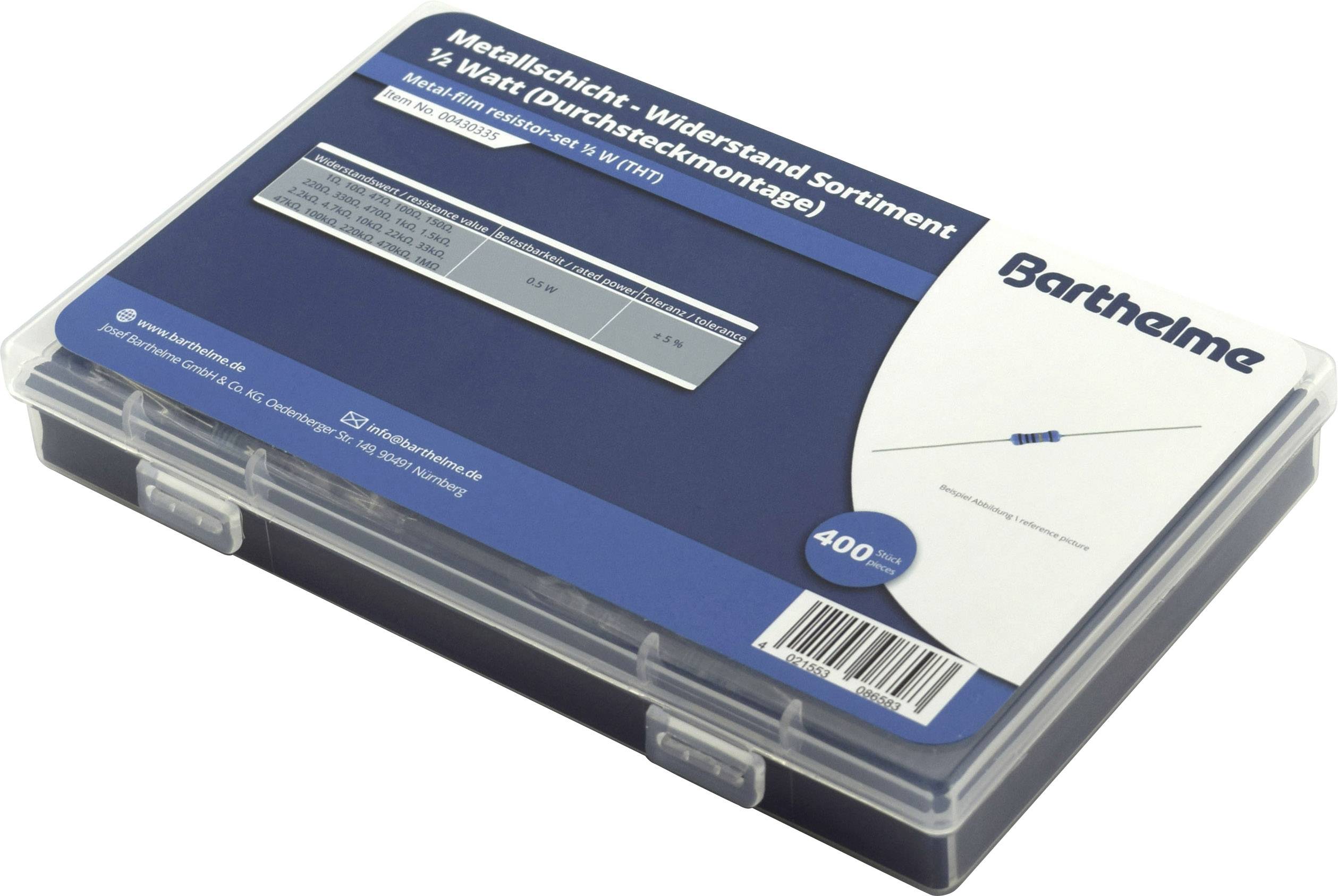 Barthelme 00430335 00430335 Jeu de résistances à couche métallique sortie axiale 0207 0.5 W 1 % 400 pc(s)-1