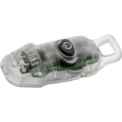 Un interrupteur à bascule transparent avec un symbole noir Marche/Arrêt est intégré dans un boîtier en plastique et révèle ses composants internes.