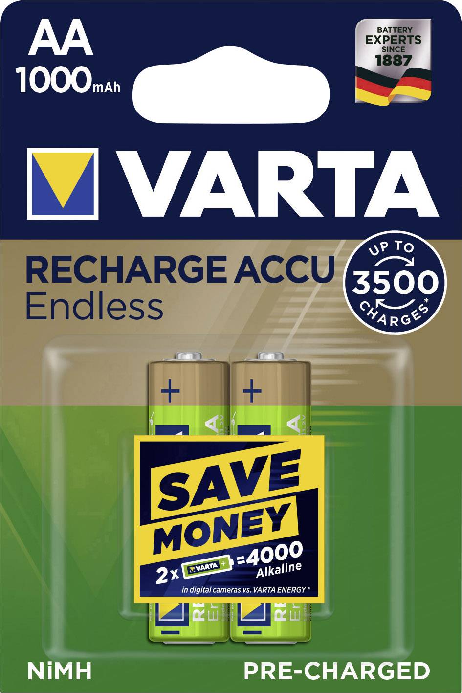 Varta RECH.AC. ENDL.AA1000mAh BLI2 Pile rechargeable LR6 (AA) NiMH 1000 mAh 1.2 V 2 pc(s)-2