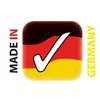 Logo 'Made in Germany' avec le drapeau allemand et une coche blanche.