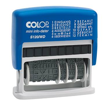 Colop mini info-dater S120/WD Tampon dateur 47 x 4 mm (l x H) bleu, gris