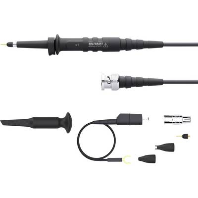 Un ensemble de câbles de sonde d'oscilloscope avec pointes amovibles, connecteur BNC et accessoires. Adapté aux applications de mesure.