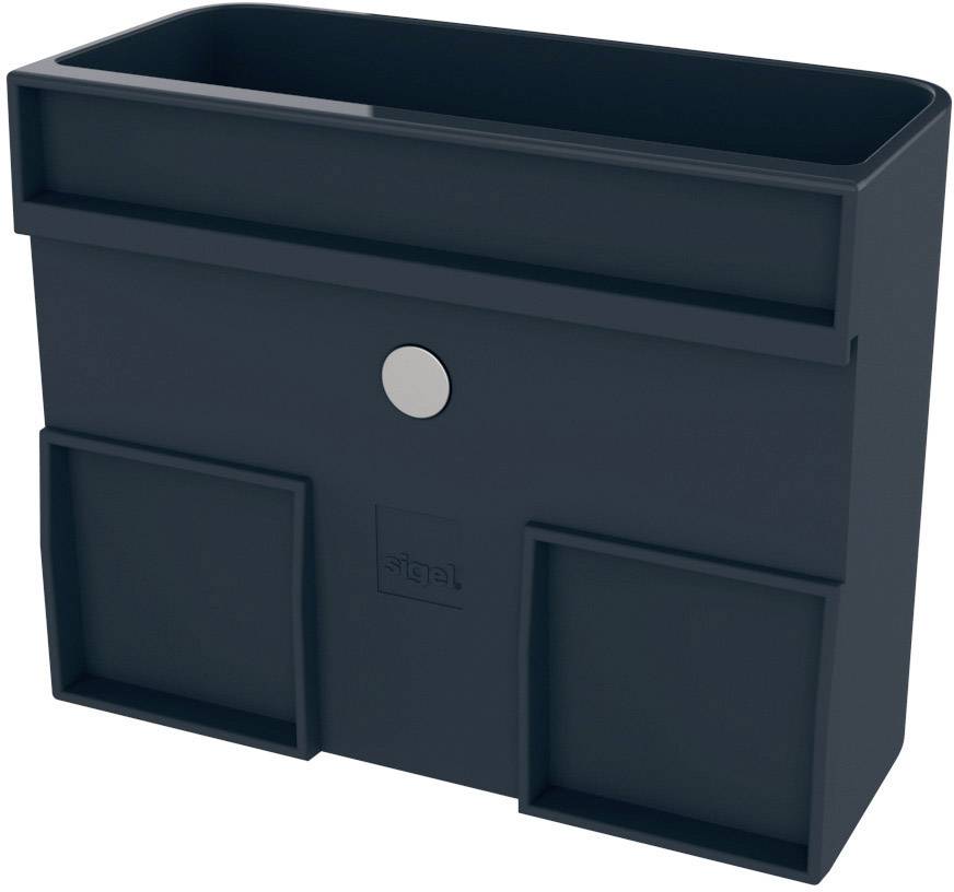 Un organisateur mural noir avec un grand compartiment en haut et deux plus petits compartiments en bas, idéal pour ranger le courrier et les clés.