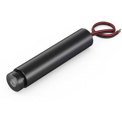 Un moteur électrique cylindrique noir avec deux câbles dépassants, l'un rouge et l'autre noir.