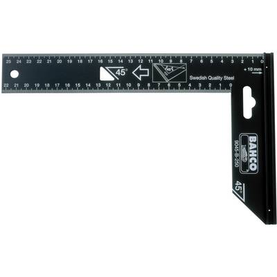 Équerre de serrurier Bahco de 250 mm, outil en acier noir avec unités de mesure métriques et marquages à 45°.