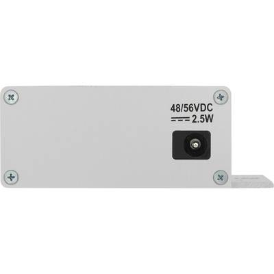 Un bloc d'alimentation avec une prise et l'inscription '48/56VDC 2.5W', entouré de quatre vis aux coins.